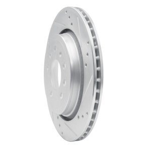 Cadillac BLS Brake Rotor (1) - Rear Right - R1 Concepts - Drilled & Slotted - Silver - `03-`11